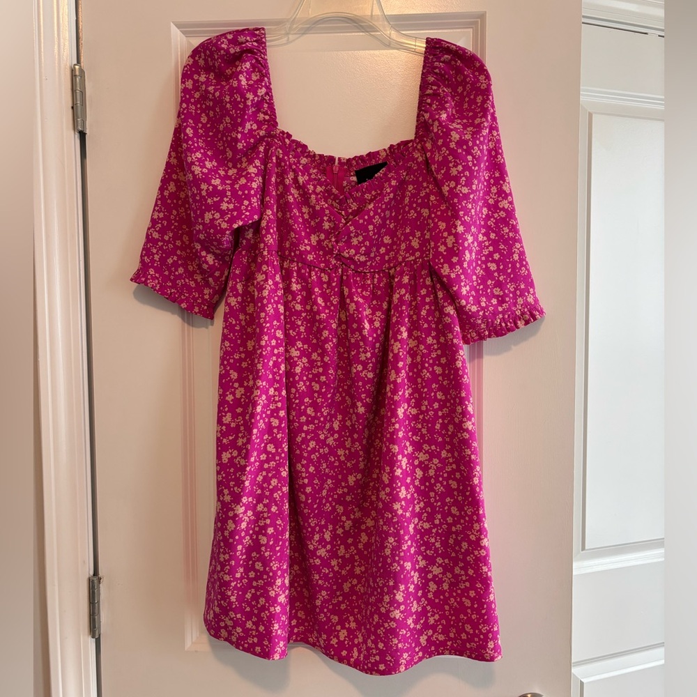 Floral Pink Puff Sleeve Dress